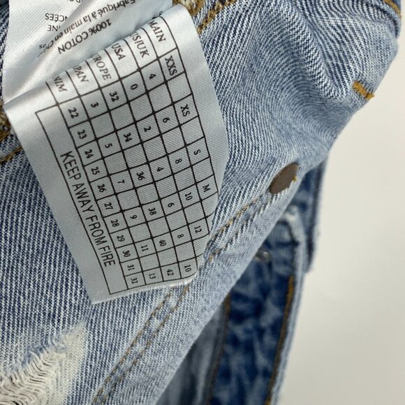 One Teaspoon Skirt Denim Le Cat Mini Button Front Fray Raw Hem - Picture 11 of 11